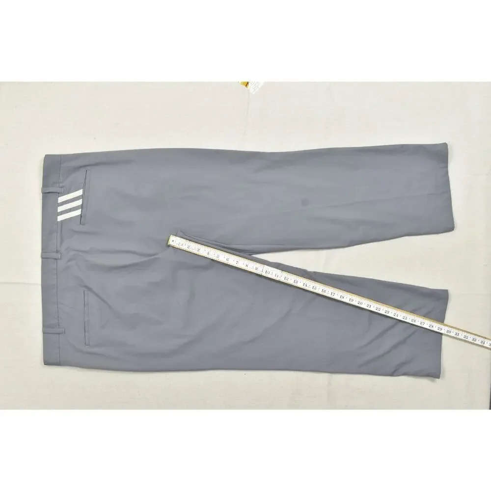 Adidas Golf Pants Men 40x30 Gray Flat Front Polyester Performance Breathable